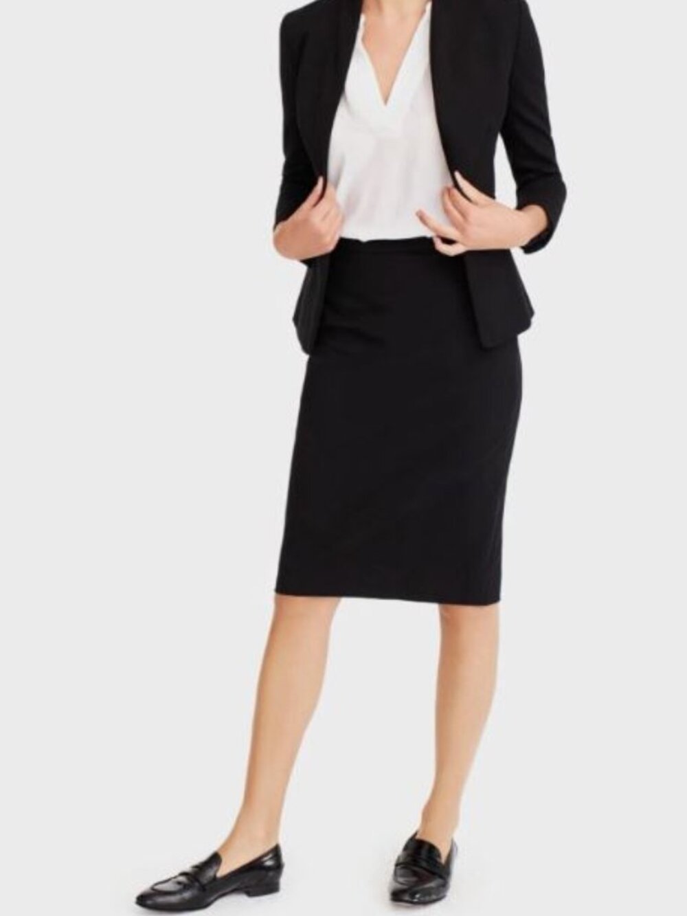J. Crew No. 2 Black pencil skirt in double-serge wool sz 12